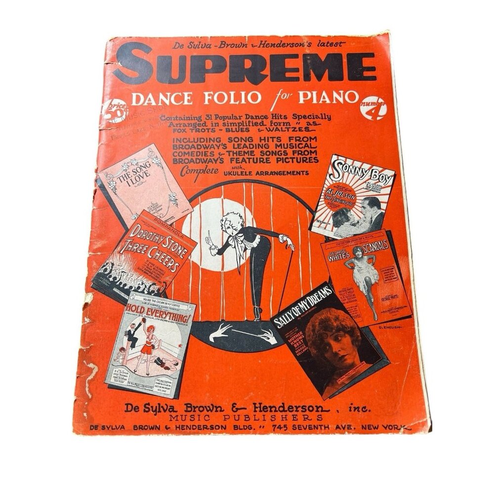 Supreme Dance Folio Piano Sheet Music Book 1928 De Sylva Brown Henderson‎ Inc